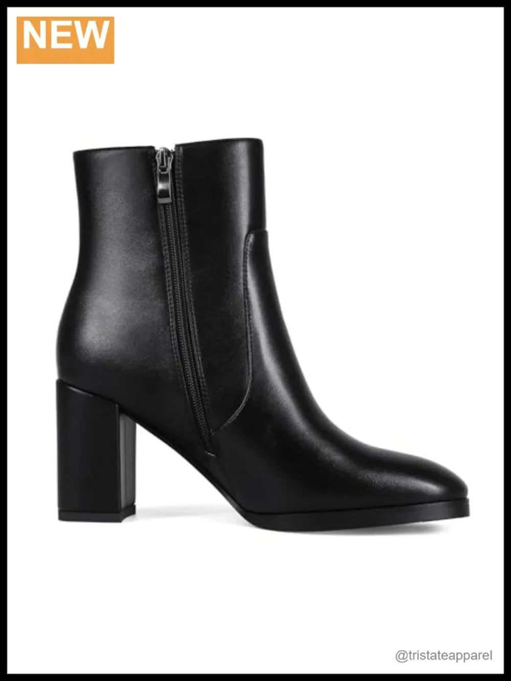Women's Chunky Block Heel Ankle Boots Side Zip Round Toe Faux Leather